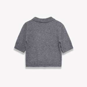 Pull à col en maille respirant à manches courtes avec logo frontal, imprimé vintage, 100 % polyester, collection automne 2025 pour femme - Product Image 6