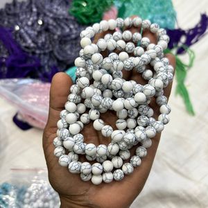 Cuentas de turquesa blancas naturales de 8mm, piedras preciosas sueltas para hacer joyas, 45 piezas con poder curativo de cristal energético - Product Image 5