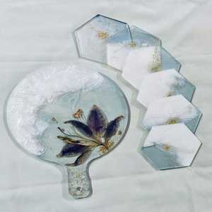 Ensemble de sous-verres en résine colorée avec motifs de paillettes abstraites tapis époxy faits à la main parfaits pour table basse table à manger et cadeaux - Product Image 4