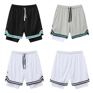 Pantalones cortos deportivos 2 en 1 de malla para correr con cordón de redes de poliéster de secado rápido para hombre de verano personalizados - Product Image 1