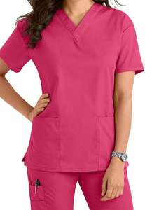 Sólido VNeck Top Enfermeras Médico Scrub con bolsillos Transpirable Antiarrugas Algodón Poliéster Scrub Uniforme de alta calidad en Pakistán - Product Image 2