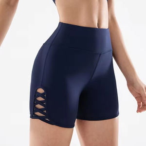 กางเกงกีฬาขาสั้นผู้หญิงคุณภาพสูง ปรับแต่งได้ ระบายอากาศ ยืดหยุ่น แห้งเร็ว ผ้าสแปนเด็กซ์/ไนลอน ลายสก็อต มีกระเป๋า เหมาะสำหรับโยคะ - Product Image 4