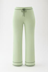 Overol de Punto Acanalado de Pierna Ancha con Cordón Ajustable, Ribete en Contraste, Estilo Minimalista, Cintura Alta, Ecológico para Mujer - Product Image 5