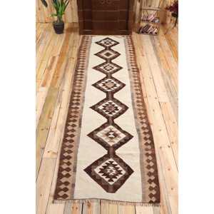 Tapis turc de 3,1 x 10,6 pieds, tapis oriental vintage brun - Product Image 1