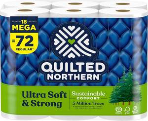 Papel Higiénico Ultra Suave y Resistente Quilted Northern, 18 Mega Rollos = 72 Rollos Regulares, 5 Veces Más Resistente*, Papel Higiénico Premium Suave - Product Image 4