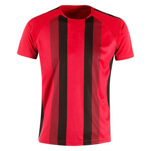 Camiseta Deportiva de Fútbol Roja Sublimada con Diseño Personalizado de Poliéster para Hombre, Ropa Deportiva de Equipo con Franja Vertical - Product Image 1