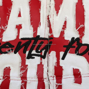 Sudaderas con capucha de algodón pesado personalizadas con logo bordado y cremallera completa para hombre, estilo urbano, con estampado de veinticuatro horas, al por mayor - Product Image 2