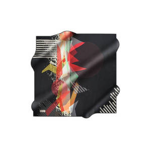 Black Silk Twill Geometric Pattern Square Scarf - Product Image 1