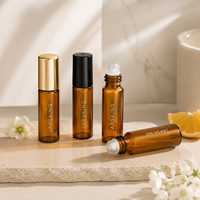 Flacon roll-on en verre ambré 2ml 3ml 5ml 10ml, flacon roll-on mince pour huiles essentielles et échantillons de parfum, lot en vrac pour kit de découverte