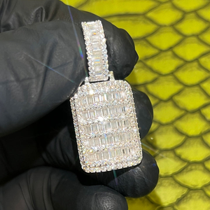 จี้เพชรโมอิสซาไนต์ทรงสี่เหลี่ยมผืนผ้า 12 กะรัต ชุบทอง ดีไซน์หรูหรา สไตล์ฮิปฮอป - Product Image 4