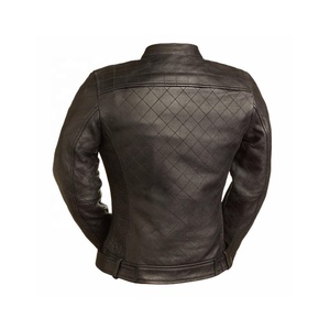 Chaqueta de Motociclista de Cuero PU Negra de Alta Calidad para Mujer, Ropa Deportiva de Carreras Personalizada con Rayas Blancas, Talla Grande para Adultos - Product Image 6