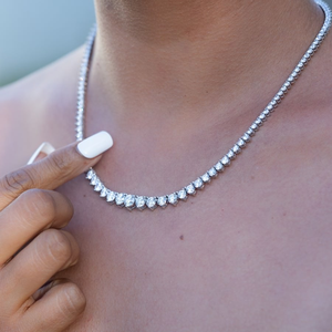 14K Rose Gold Unisex Tennis <b>Chain</b> with 10 Pointers <b>VVS</b> Lab Grown <b>Diamond</b> Fashion Statement Necklace - Product Image 3