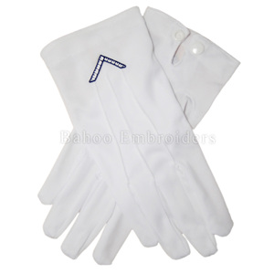 GANTS MASONIQUES REGALIA COTON BLANC SHRINE BRODERIE LOGO - Product Image 5