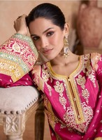 Antra Lifestyle Salwar Kameez pour femmes, tenue de cérémonie modeste, en soie Chinon lourde avec broderie et travail de sequins, Inde Pakistan