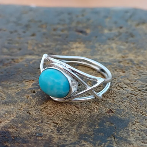 Gran oferta, anillo de piedras preciosas hecho a mano de Plata de Ley 925, joyería Larimar Original para bodas, suministro al por mayor - Product Image 3