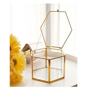 Boîte de rangement pour bijoux en fer et en verre Boîte de rangement pour cosmétiques couleur or de qualité supérieure du meilleur exportateur en Inde - Product Image 3