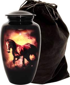 Urna de cremación Contenedor conmemorativo-con Lovely Horse Art Work Tamaño grande 26 cms de alto - Product Image 3