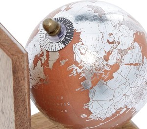 Juego de sujetalibros de globo de madera marrón Mapa del mundo decorativo Bookstopper Home Office Escritorio Estante Organizador Estilo vintage - Product Image 5