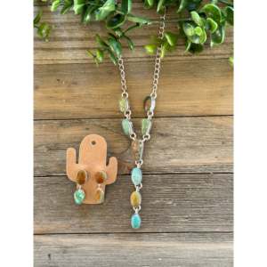Southwest Made Royston Turquoise Sterling <b>Silver</b> Lariat <b>Necklace</b> <b>Set</b> - Product Image 1