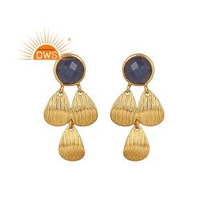 Último diseño hecho a mano Natural Hydro Blue Calcedonia piedra preciosa colgante pendiente personalizado joyería fabricante - Product Image 1