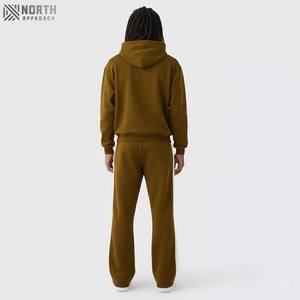 Sweat à capuche zippé épais pour hommes, survêtement à coupe carrée, sweat à capuche à épaules tombantes et pantalon évasé, survêtements 2 pièces, vente en gros - Product Image 2