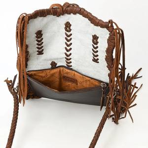 Sac à bandoulière en cuir véritable bohème avec frange, sac à main vintage fait à la main pour femme, sac à bandoulière occidental réglable printemps été automne - Product Image 4