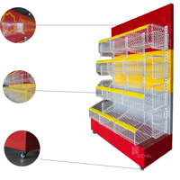 Panier de rangement de cuisine multi-niveaux à ouverture large, en métal thermolaqué, organisateur d'armoire léger, durable, recyclable, pour magasin de tabac
