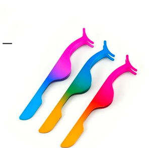 ANAAIF Acero inoxidable Moda Multi-Color Aplicador de pestañas Pinzas Extensión de pestañas Herramienta de depilación de cejas - Product Image 1