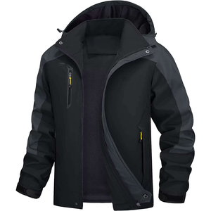OEM Winter Sports Outdoor <b>Men's</b> Canvas Soft Shell Jacket Windbreaker Hooded Fleece Waterproof <b>Rain</b> <b>Coat</b> - Product Image 6