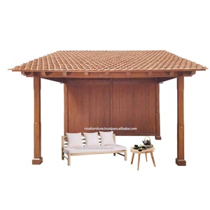 Pérgola y gazebo de madera de teca de lujo moderno para jardines al aire libre Resorts Villas estilo indonesio muebles sólidos para barbacoa - Product Image 4