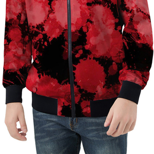High Quality Sublimation Print 100% Cotton Bomber Jacket <b>Men</b> Streetwear Red <b>Black</b> <b>Tie</b> Dye Zipper Jackets Manufacturer - Product Image 4