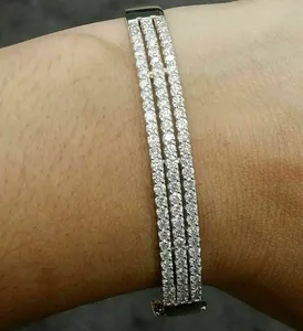 กำไลเพชรโมอิสสำหรับผู้หญิง7.00เงินสเตอริง925ตัดกลม - Product Image 2