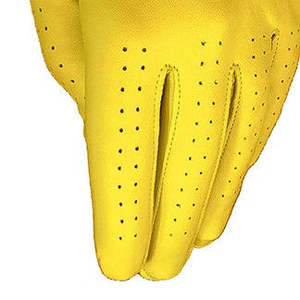 Guantes de golf amarillos personalizados, poliéster duradero, cuero genuino, cierre ajustable, Impresión de logotipo para hombres, mujeres, niños, piel de oveja - Product Image 4