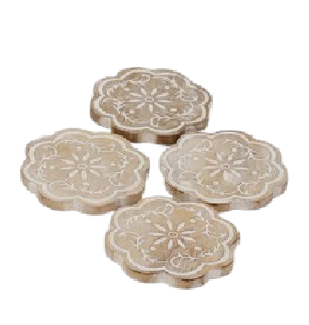 Juego de posavasos con forma de corazón de madera de acacia de 4 con soporte de hierro para decoración de mesa de centro regalo de inauguración de la casa nueva para el hogar Decoración de cocina - Product Image 5