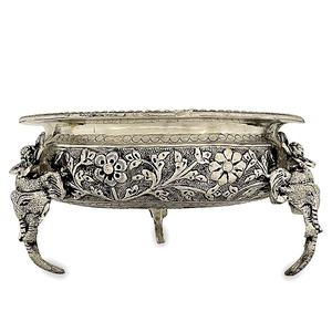 Urli rond en argent plaqué fait à la main, artisanat, pot flottant pour fleurs, cadeaux de mariage, 9 pouces, article de décoration de mariage - Product Image 1