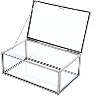 Moderne Amerikanische Glas-Schmuckbox mit 2 Fächern für Ringe, Armreifen und Halsketten (Multifunktional)