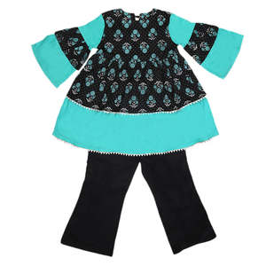 Ensemble en coton imprimé pour filles 3 pièces - Noir - Product Image 1