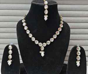 Juego de moissanita y Kundan chapados en oro de nueva llegada, juego de Kundan de calidad superior, calidad increíble con pendientes para boda - Product Image 3