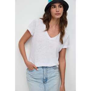 Top Casual para Mujer con Cuello en V, Transpirable, de Algodón y Elastano, Diseño Simple con Decoración de Encaje, Estilo Ajustado, Tallas XS a 5XL - Product Image 2