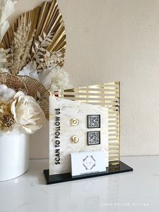 Soporte de exhibición de escritorio elegante para letrero de redes sociales con código QR acrílico personalizado para negocios, oficina, eventos y decoración del hogar - Product Image 3