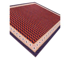 Alhambra Alfombra Boho de Lana de Tejido Plano ADWL-13224 Rosa Púrpura con Pelo de Peluche para Hogar, Dormitorio, Sala de Estar, Pasillo - Rectangular Chevron - Product Image 2