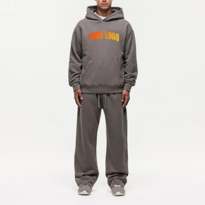 Chándal pesado de algodón 100% para hombre 400 GSM calidad Premium logotipo bordado personalizado conjunto de 2 piezas de hip hop de gran tamaño para hombre - Product Image 6