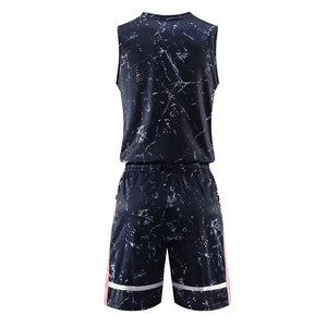 Ensemble de maillot et short de basket-ball personnalisés, noir marbré, uniforme d'équipe sublimé, respirant, séchage rapide, vêtements de sport - Product Image 2