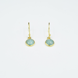 Pendientes colgantes de piedras preciosas de Kaynite Aqua Natural, colgantes de forma redonda chapados en oro de 18 quilates, joyería de moda para mujer para regalos de fiestas - Product Image 2