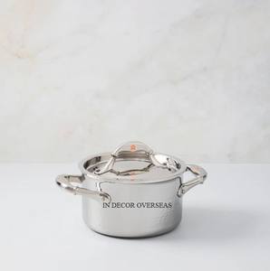 Argent Brillant Poli Première Qualité En Acier Inoxydable Fait À La Main Classique Look Ruffoni Ustensiles De Cuisine Casserole Pot De L'Inde - Product Image 3