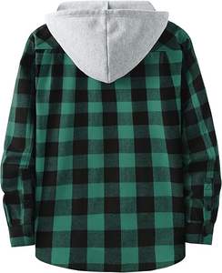 Hooded Flannel 100% Cotton <b>Shirt</b> for Men Long Sleeve Pullover Hoodie Jacket <b>Button</b>-Down With Custom Your Own Embroidered Logo - Product Image 5