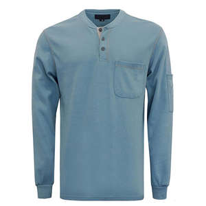 เสื้อเชื่อมแขนยาวผ้าคอตตอนเฮนเล่ย์สำหรับผู้ชายเสื้อทำงานแขนยาวพิมพ์ลายทางเคมีผ่านการรับรอง CE - Product Image 3