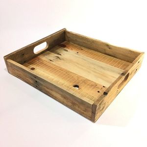 Vente en gros de plateau de service en bois de noyer rond brun rustique personnalisé, grandes et petites tailles, poignées décoratives, plateaux naturels SARVING - Product Image 2