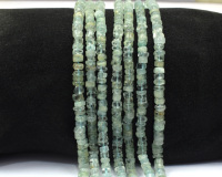 Perles Heishi en Aquamarine faites à la main, à extrémités serties, coupées à plat, composants de bijoux en pierres précieuses, 8 pouces de long, cadeau idéal pour elle