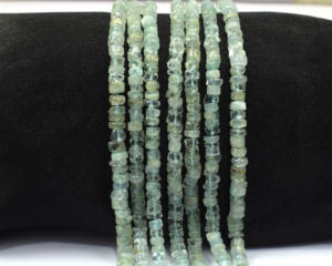 Aigue-marine faite à la main en forme de Heishi brins de perles couleur unie composants de bijoux en pierres précieuses cadeau pour elle - Product Image 6